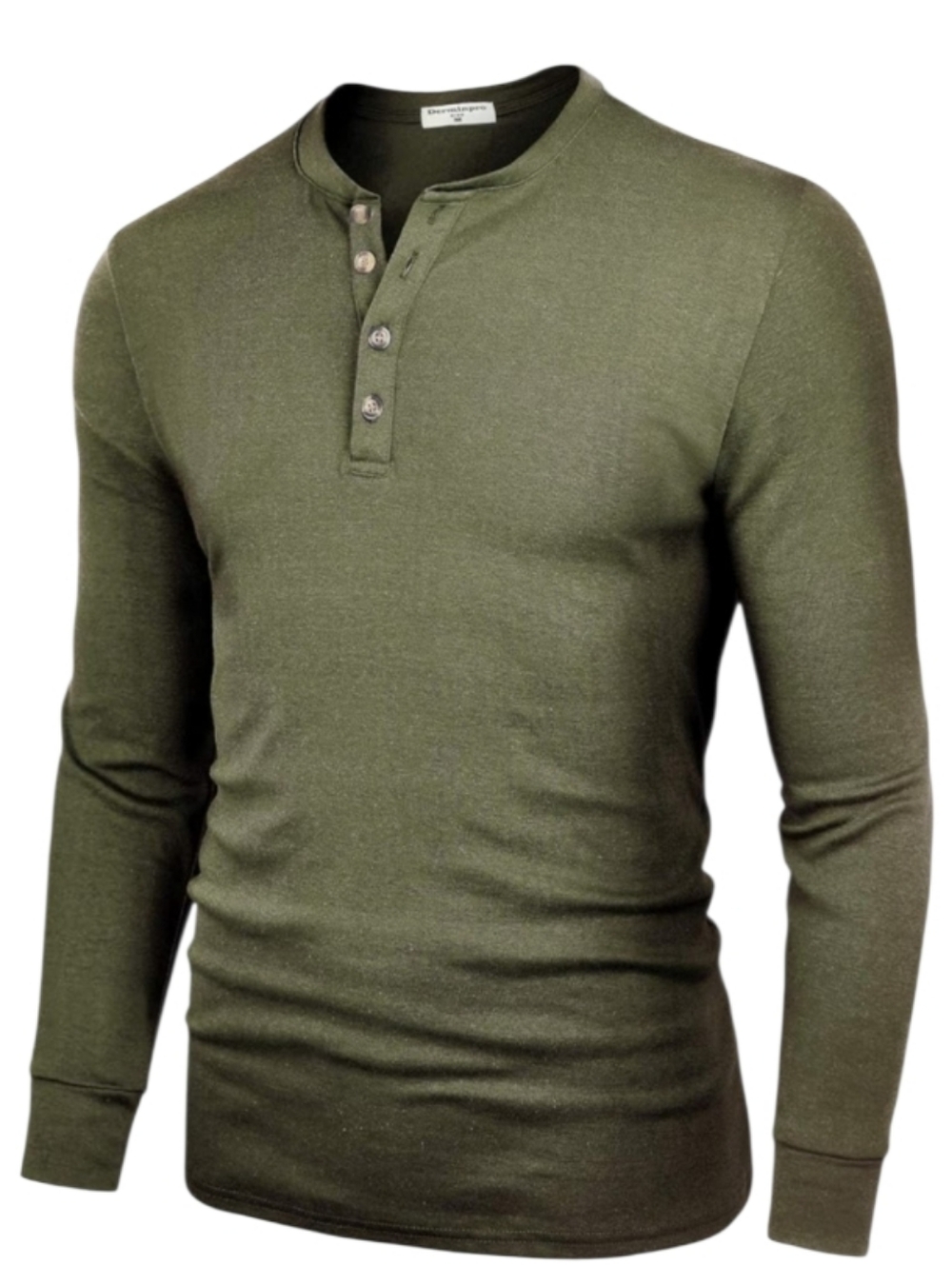 Army Green SM Men's Henley Casual Long Sleeve